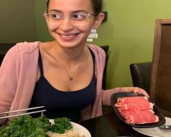 Edith Marie eating non vegetarian food